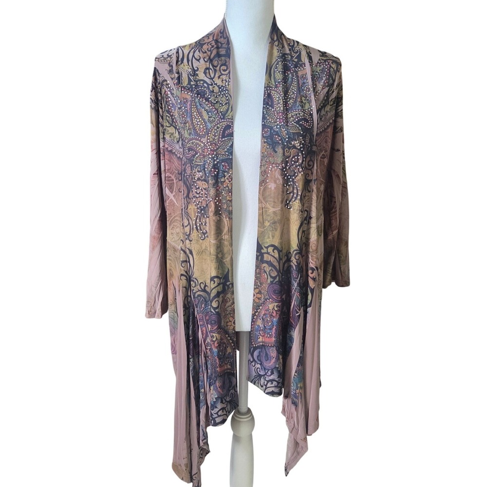Reina Paisley Rhinestone Duster Cardigan Whimsygoth Boho Indie Festival Coverup